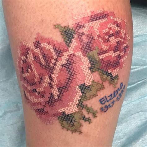 45 Cool Cross Stitch Tattoo Ideas