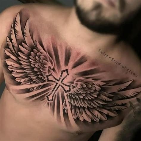 Angel Wings Tattoo On Chest