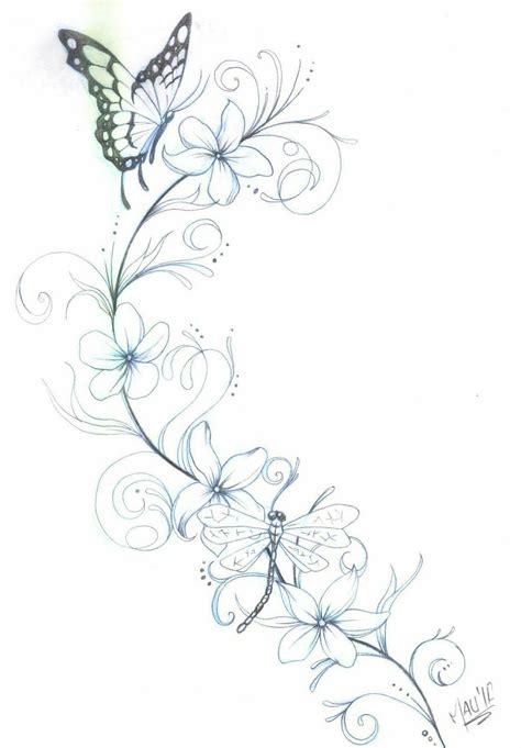 Butterfly Vine Tattoo Designs