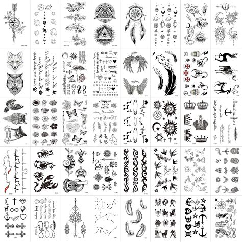 Compass Girl Anchor Tattoo Piercing Kawabuge 25 Paquetes De Tatuajes Falsos Temporales Tatuajes Falsos De Henna Para Hombres Cuerpo Brazo Pecho Hombro Tatuajes Temporales Realistas Para Mujeres Negro Aterrador Belleza Y Cuidado