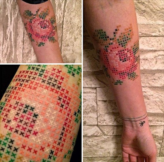 Cross Stitch Tattoos By Turkish Artist Eva Krbdk Bored Panda