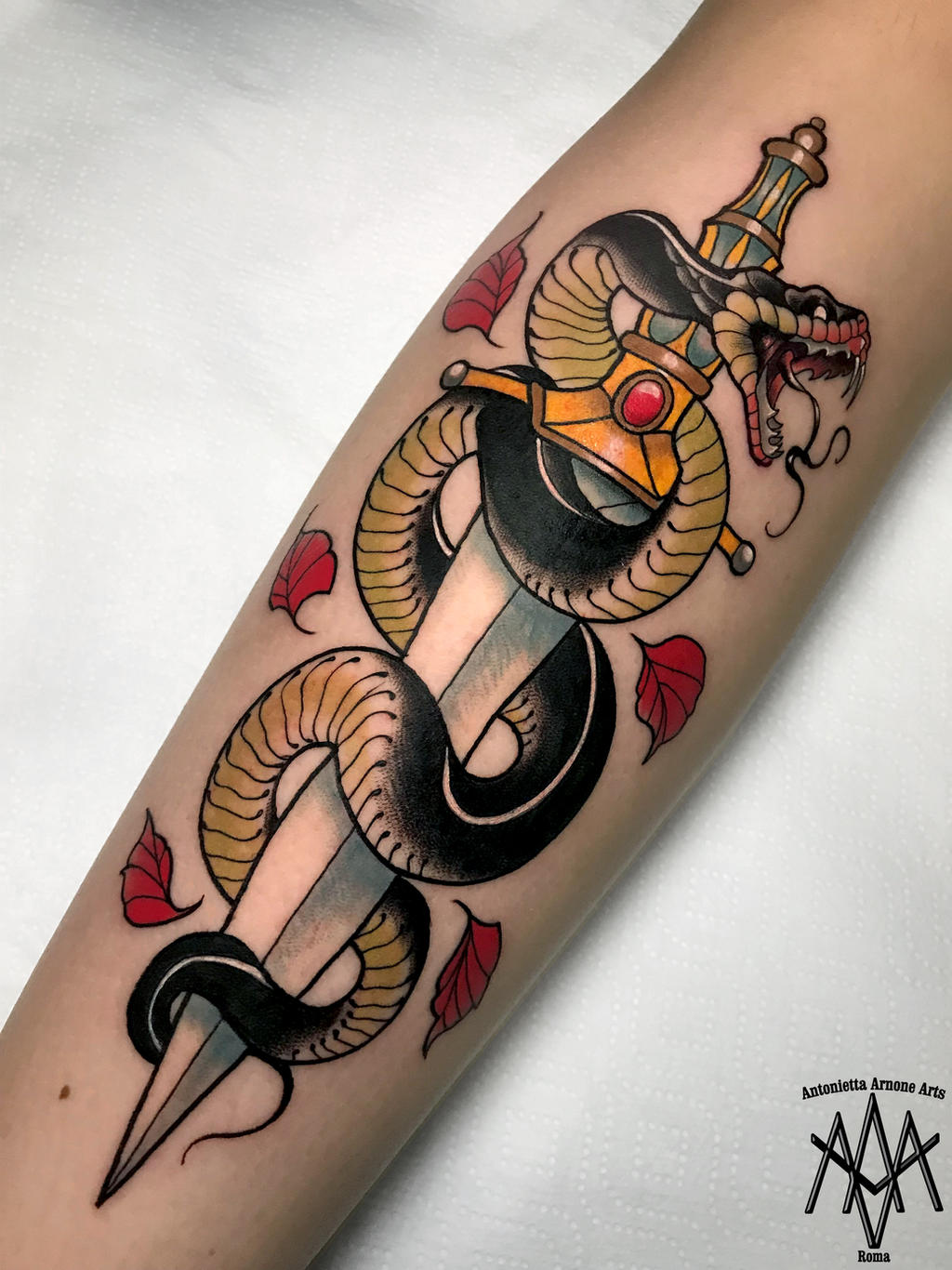 Dagger With Snake Tattoo