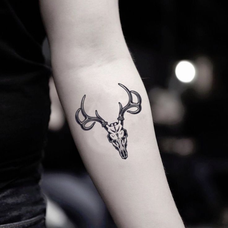 Deer Skull Temporary Fake Tattoo Sticker Set Of 2 Etsy Deer Skull Temporary Fake Tattoo Sticker Set Of 2 Etsy