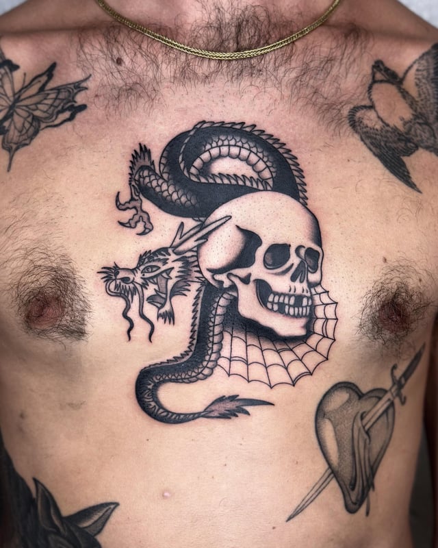 Dragon Skull By Icantattoo R Traditionaltattoos Dragon Skull By Icantattoo R Traditionaltattoos