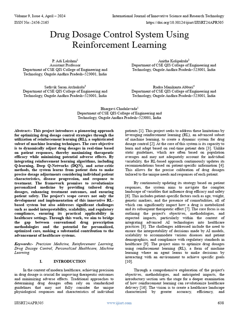 The Future Of Drug Delivery Reinforcement Learning
