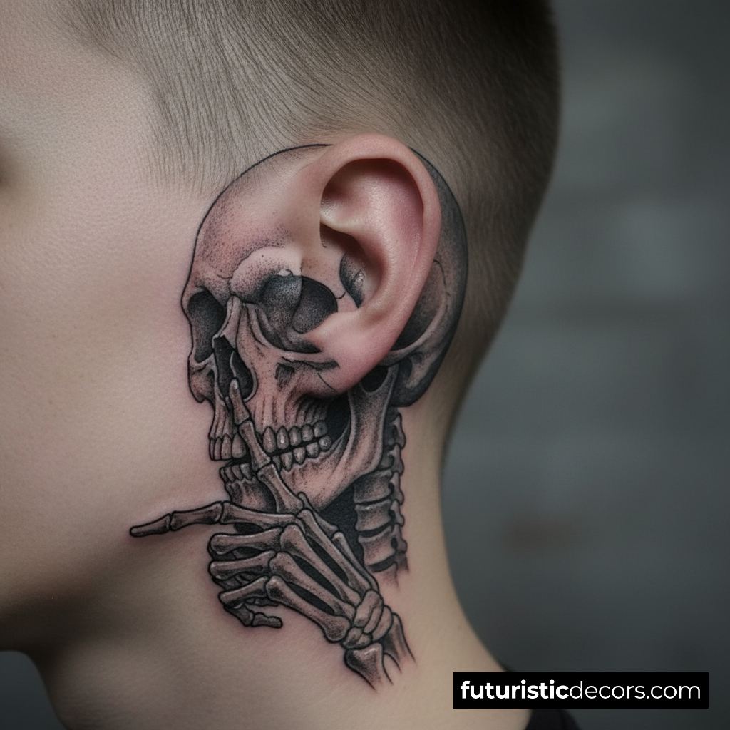Ear Skull Tattoo Realistic Minimalist Amp 3D Styles Ear Skull Tattoo Realistic Minimalist Amp 3D Styles