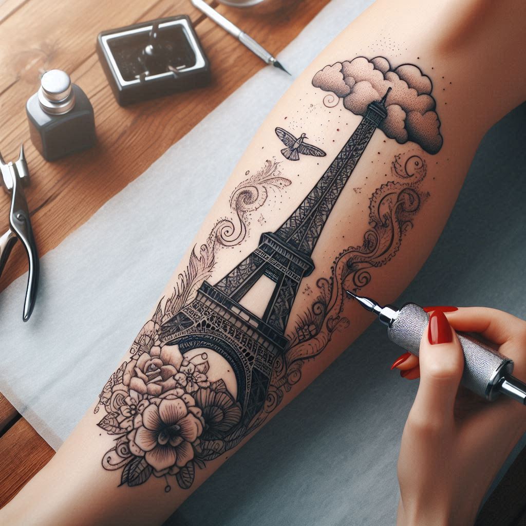 Eiffel Tower Tattoo Design