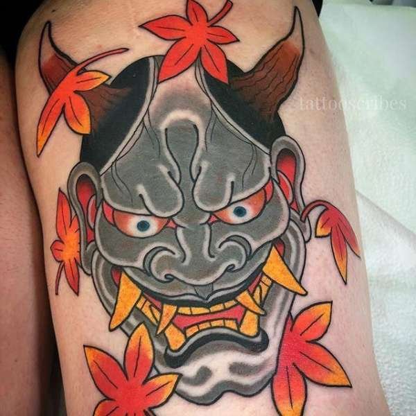 Japanese Mask Tattoo Meaning Hannya Mask Tattoo Meaning Though The