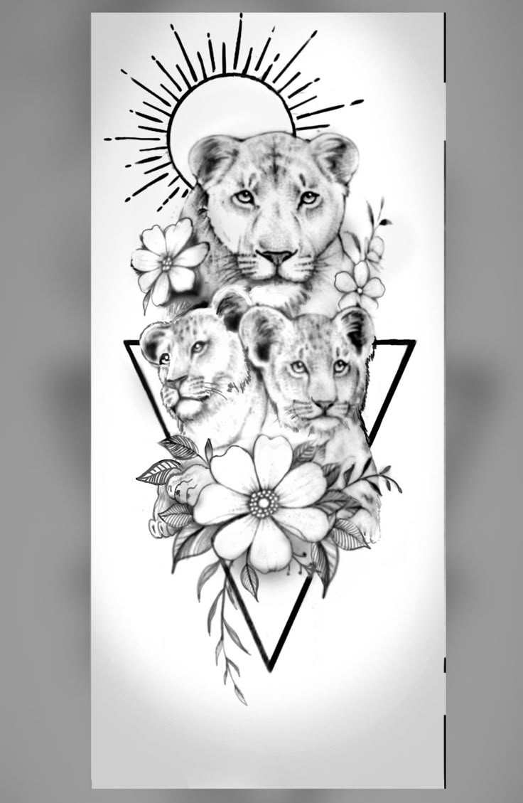 Lioness With Cubs Tattoo