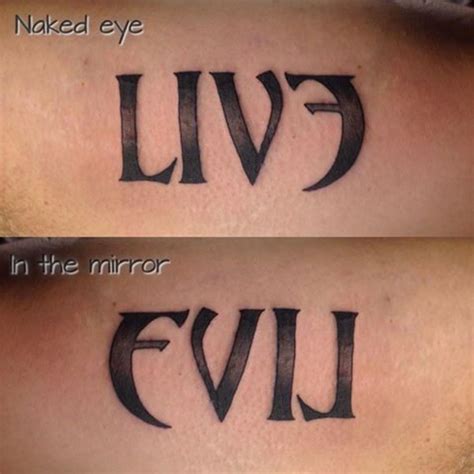 Live Evil Ambigram Finder Tattoo