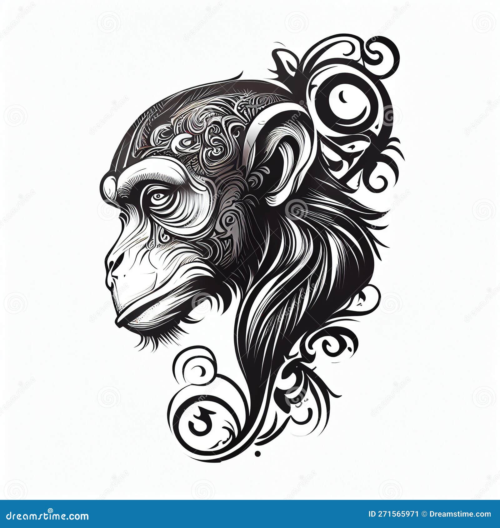 Monkey Tattoo Ink Design Stock Illustration Illustration Of Abstract