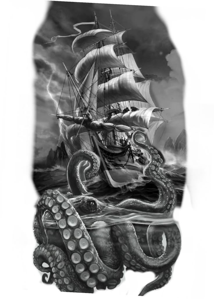 Octopus Ship Tattoo Sleeve Nautical Ocean Sea Octopus Anchor Ship Waves Octopus Ship Tattoo Sleeve Nautical Ocean Sea Octopus Anchor Ship Waves