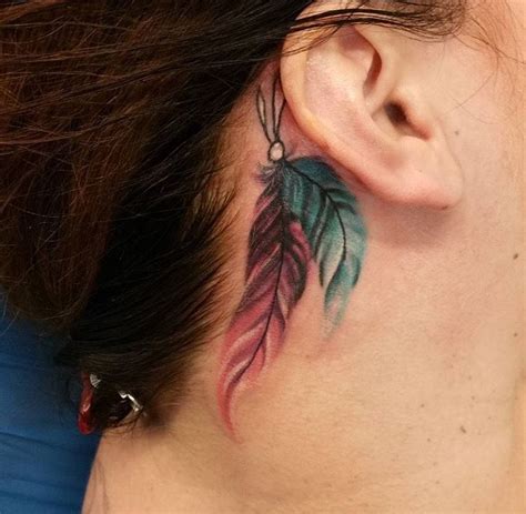 Peacock Feather Tattoos Behind Ear Peacock Feather Tattoos Behind Ear