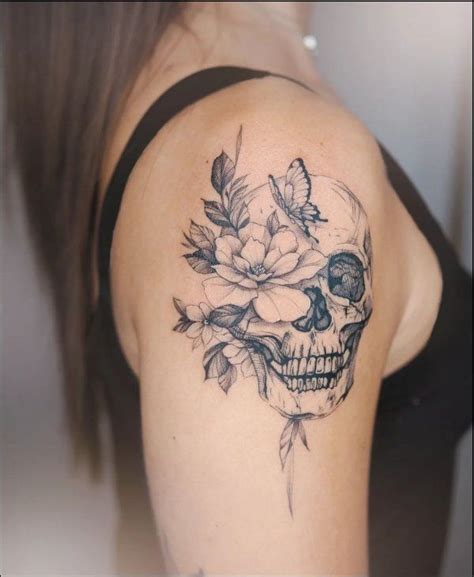 Pin By Candice Angichiodo On Tattoo Pretty Skull Tattoos Feminine Skull Tattoos Floral Skull Tattoos