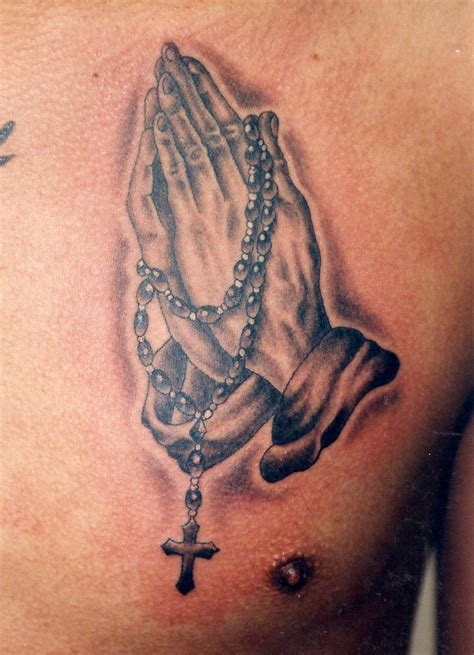 Praying Hands With Rosary Tattoo