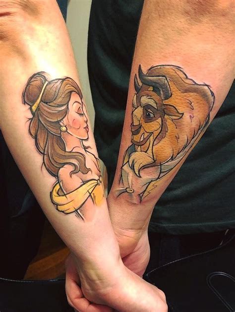 Princess Birthday Decorations Fun Beauty And The Beast Tattoo For A Great Couple From A While Beauty And The Beast Tattoos For Men