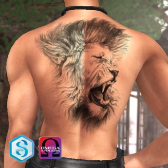 Second Life Marketplace 3Dworld Lion Tattoo Back