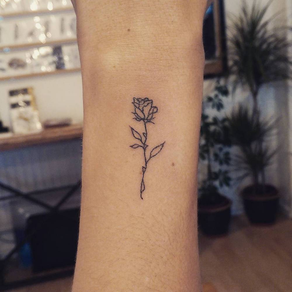 Simple Rose Tattoo Outline Watercolor Tattoo Design