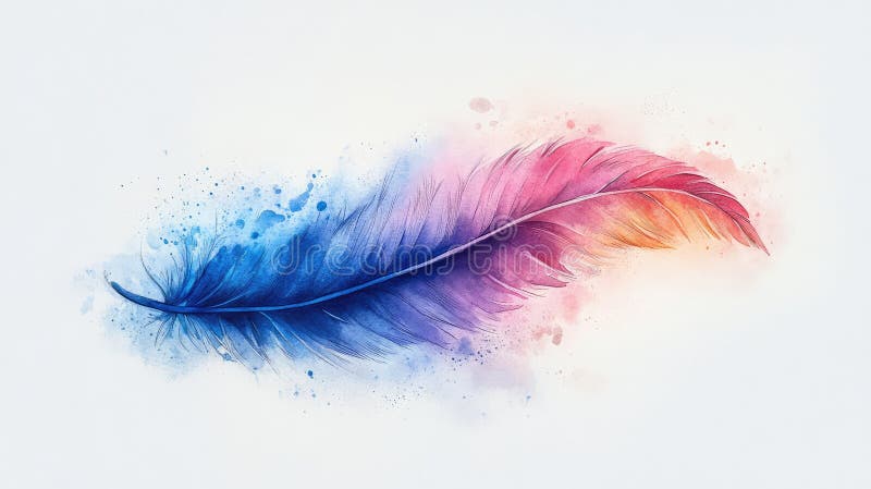 Soft Pastel Feather Tattoo In Watercolor Art Style Stock Photo Image