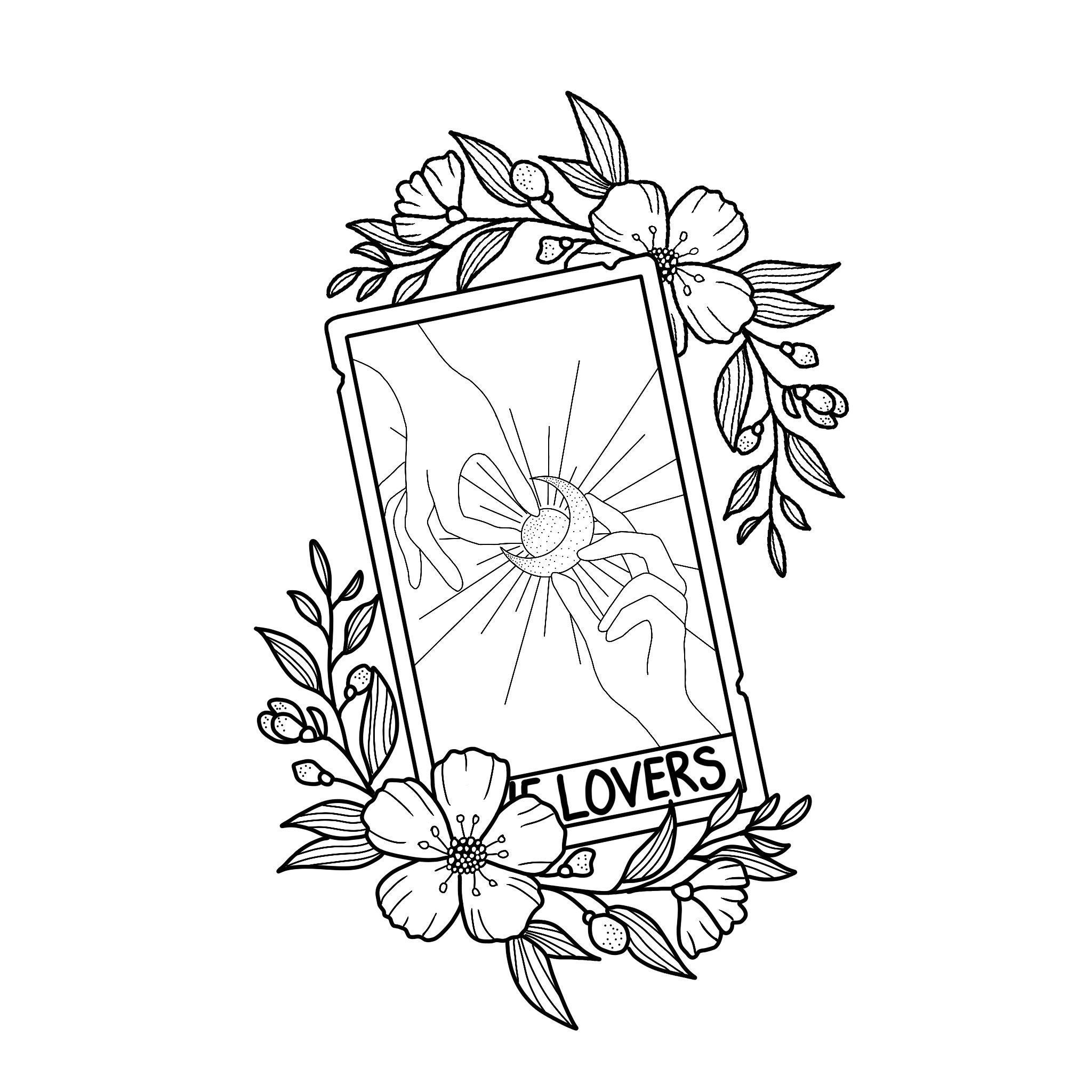 Tarot Svg Png L The Lovers Card L Moon And Sun L Digital Download L