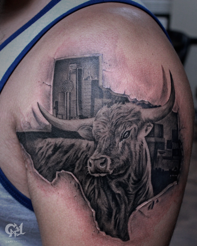 Texas Longhorn Tattoo By Capone Tattoonow