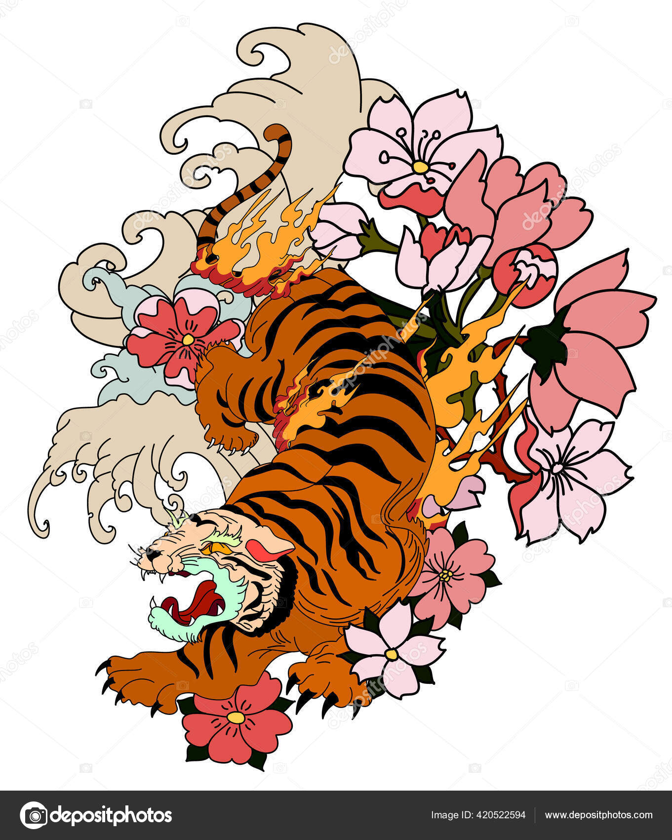 Traditional Japanese Tiger Tattoo Design Traditional Japanese Tiger Tattoo Design