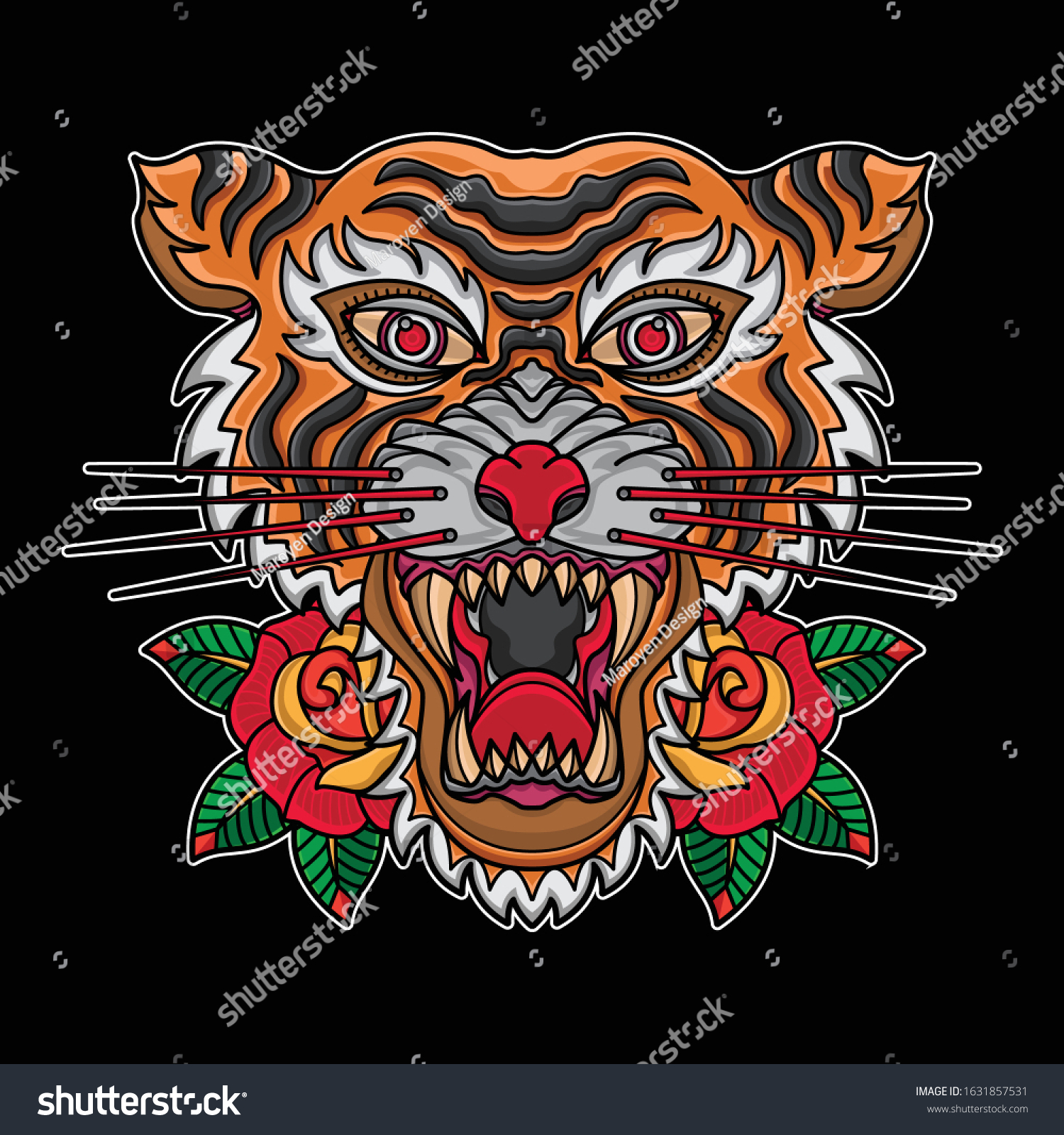 Traditional Tiger Head Tattoos Traditional Tiger Head Tattoos