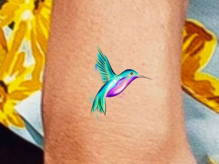 Watercolor Hummingbird Tattoo Humming Bird Tattoo Small Bird Tattoo