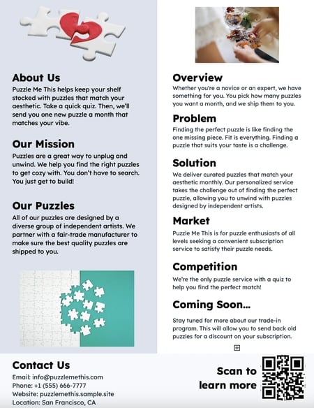 Writing The Ultimate One Pager About Your Business 8 Examples And How To Make One Free Template Writing The Ultimate One Pager About Your Business 8 Examples And How To Make One Free Template