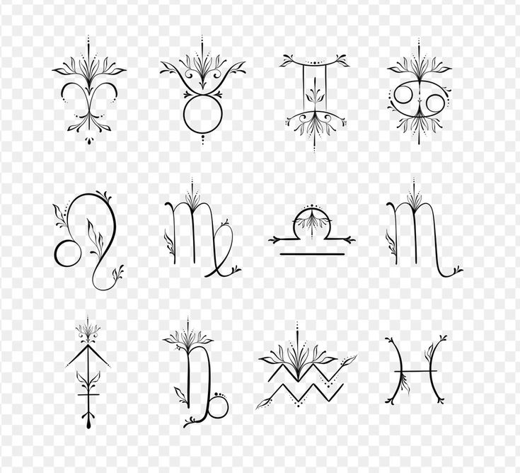 Zodiac Sign Tattoo Designs Png Set Digital Download Etsy